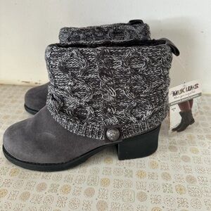 Muk Luks Women's Charcoal Knit Ankle Booties